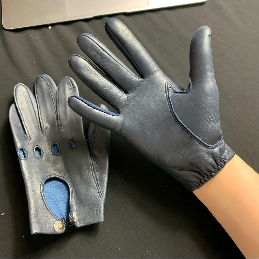 VIntage navy blue Driving Gloves - Picture 6 of 7